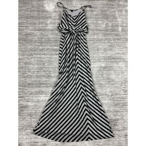 Poof! Dress‎ Womens Small Gray Black Striped Tank Sleeveless Maxi Long